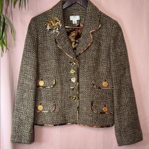 Tweed Blazer Gold Button Structured Jacket Preppy Chic |House of Aybar Glamour